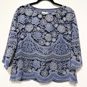 HD in Paris Anthropologie Womens Sheer Floral Top 2 Fairy Boho Hippie Festival